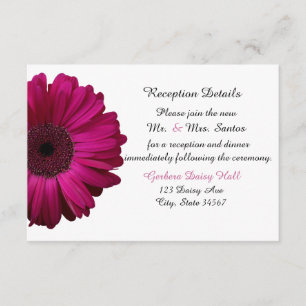 Elegant Pink Gerbera Daisy Wedding Reception Card