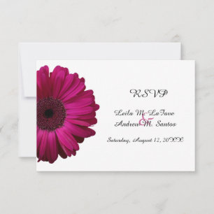 Elegant Pink Gerbera Daisy Wedding RSVP Card