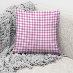 Elegant Pink Gingham Checks Pattern Throw Pillow