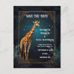 Elegant Pink Giraffe Wedding Invitation Photo   Postcard