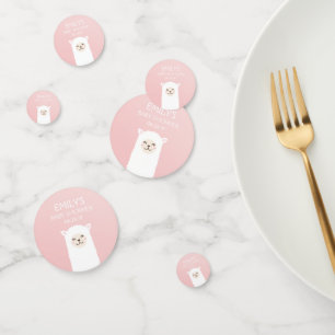 Elegant Pink Girl Baby Shower Cute Kawaii Llama Confetti