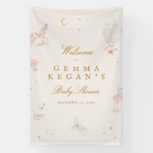 elegant pink girl fairytale Baby Shower welcome Banner