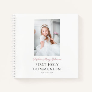 Elegant Pink Girl First Communion Guestbook Notebook