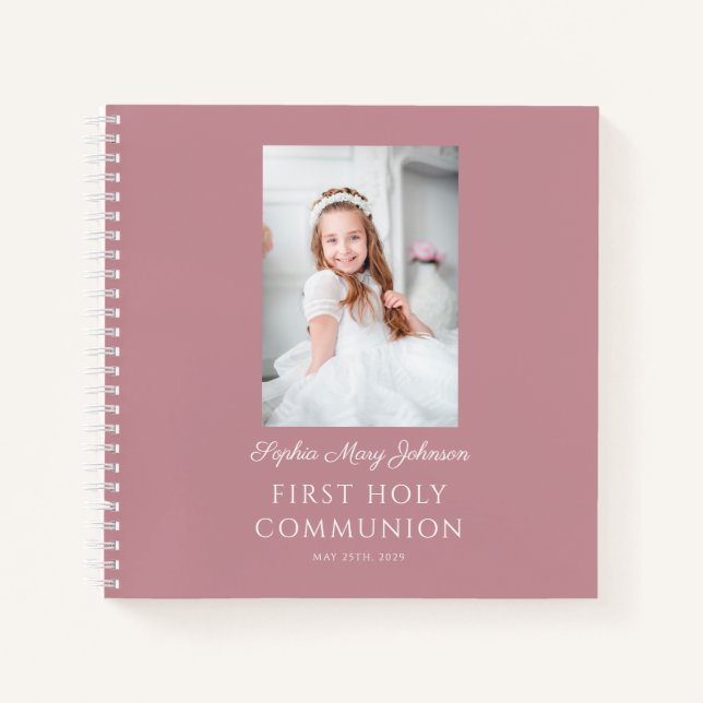 Elegant Pink Girl First Communion Guestbook Notebook (Front)