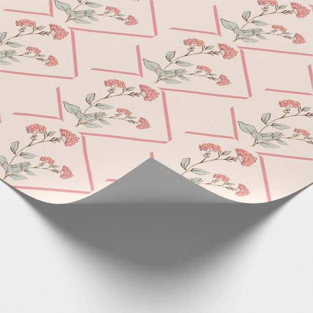 Elegant Pink Girly Floral Abstract Wrapping Paper (Corner)