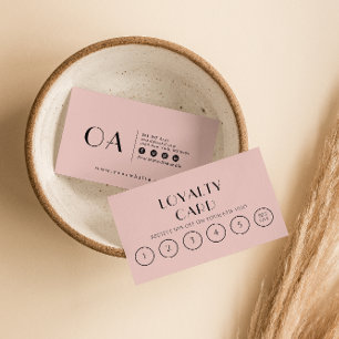 Elegant Pink Girly Neutral Boho Modern 6 Punch Loyalty Card
