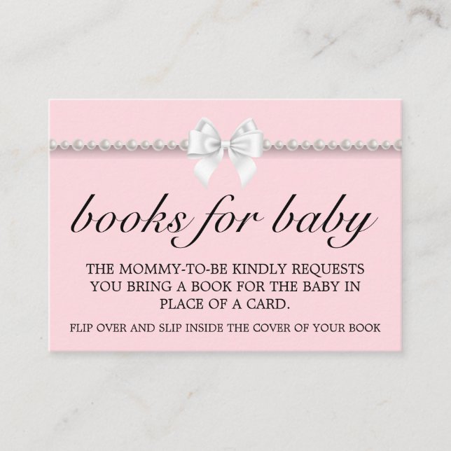 Elegant Pink Glam Tiffany Baby Shower Book Request Enclosure Card (Front)