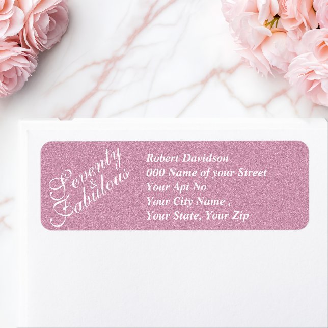 Elegant Pink Glitter 70th Birthday Typography (Elegant Pink Glitter 70th Birthday Typography Labe)