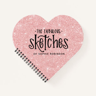 Elegant Pink Glitter Artist Sketchbook Notebook