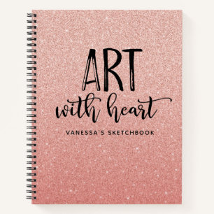 Elegant Pink Glitter Artist Sketchbook Notebook