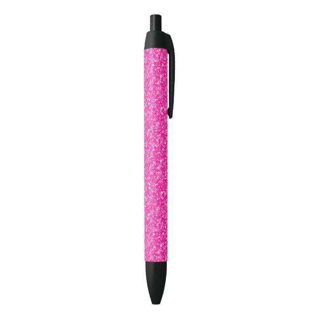 Elegant Pink Glitter Black Ink Pen (Bottom (Vertical))