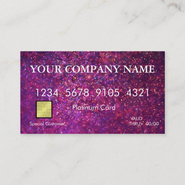 Elegant Pink Glitter Credit Card (Front)