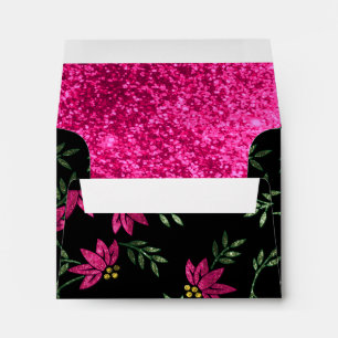 Elegant Pink Glitter Flowers Envelopes