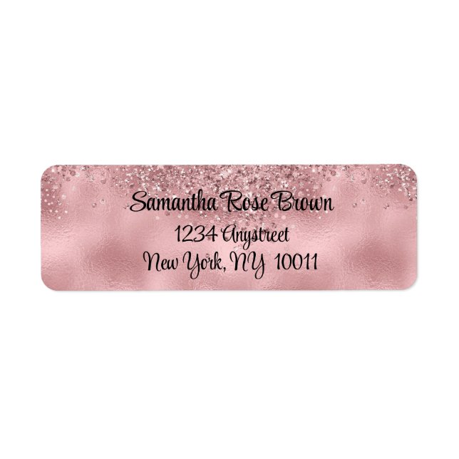 Elegant Pink Glitter & Foil Return Address Label (Front)