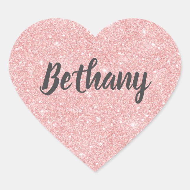 Elegant Pink Glitter Heart Heart Sticker (Front)