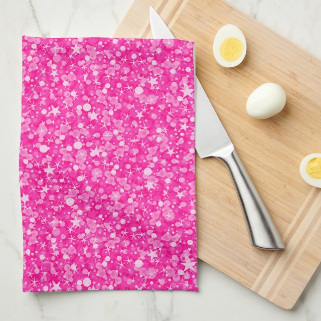 Elegant Pink Glitter Kitchen Towel (Quarter Fold)