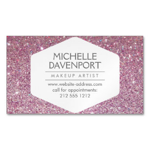 Elegant Pink Glitter Magnetic Business Card