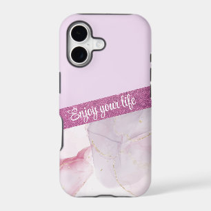 Elegant pink glitter-marble iPhone Case
