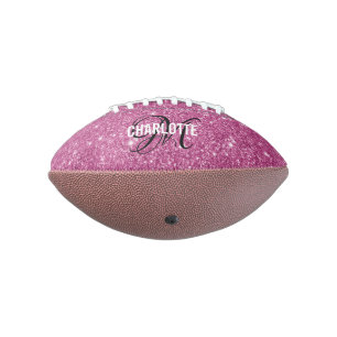 Elegant pink glitter monogram name football