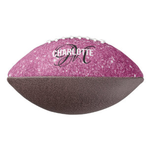 Elegant pink glitter monogram name football