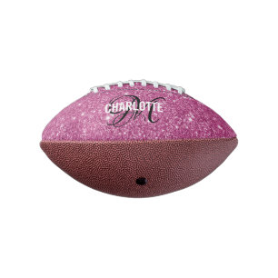 Elegant pink glitter monogram name football