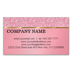 Elegant Pink Glitter Pattern Magnetic Business Card