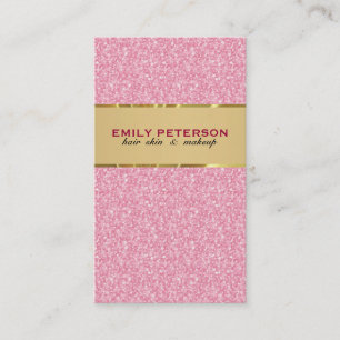 Elegant Pink Glitter Pattern With Gold Accents Business Card