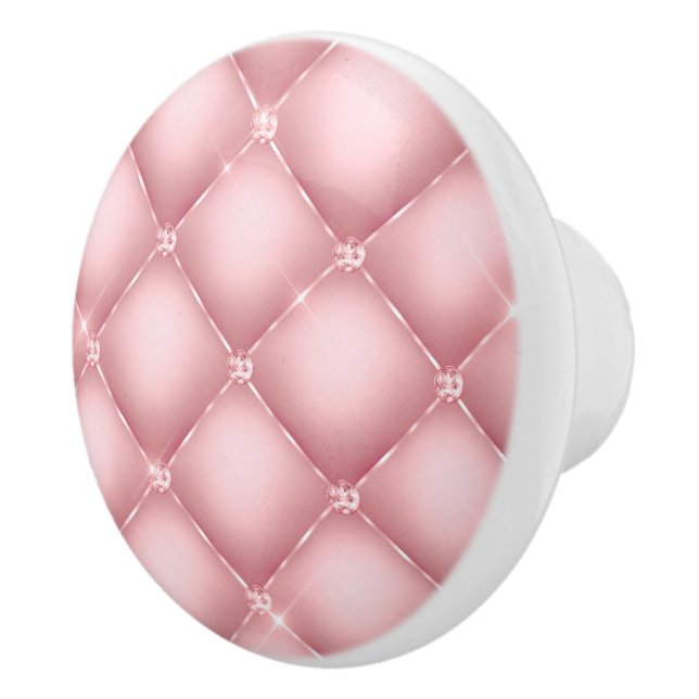 Elegant Pink Glitter Tuft Pattern  Ceramic Knob (Right)