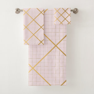 ELEGANT PINK GOLD 2 DIAMOND BATHROOM TOWEL SET