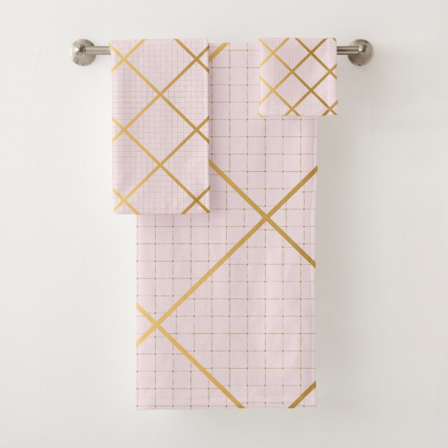 ELEGANT PINK GOLD 2 DIAMOND BATHROOM TOWEL SET (Insitu)