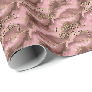 Elegant Pink Gold Abstract Marble Design Wrapping Paper