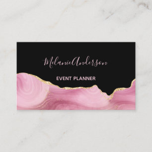 Elegant Pink Gold Agate Business Card