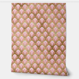 Elegant Pink Gold Art Deco Peel and Stick Wallpaper