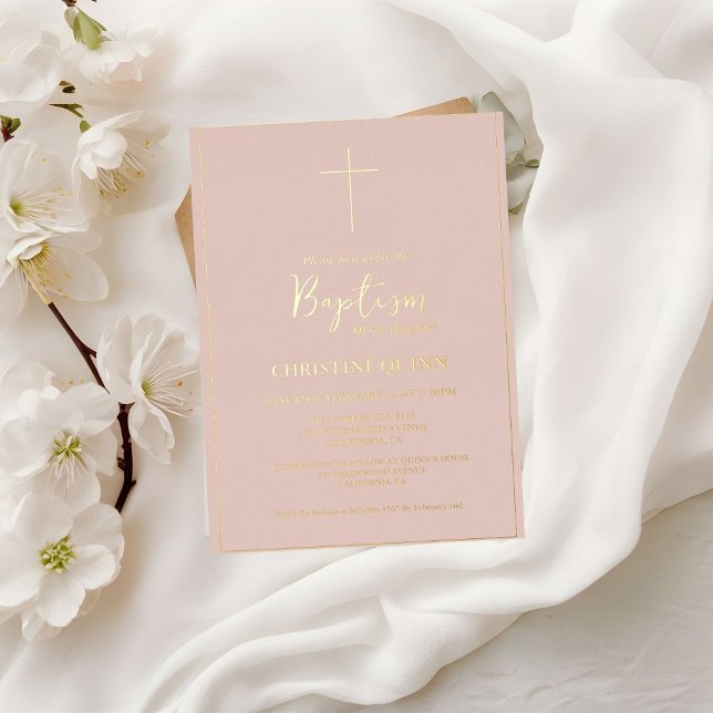 Elegant Pink & Gold Baptism & Christening  (Creator Uploaded)