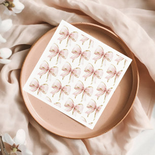 Elegant Pink Gold Bow Pattern Baby Shower Girl  Napkin