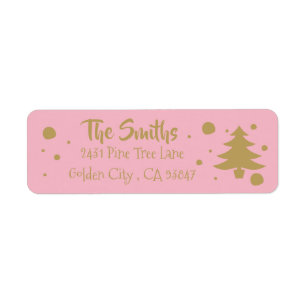 Elegant pink & gold Christmas tree labels