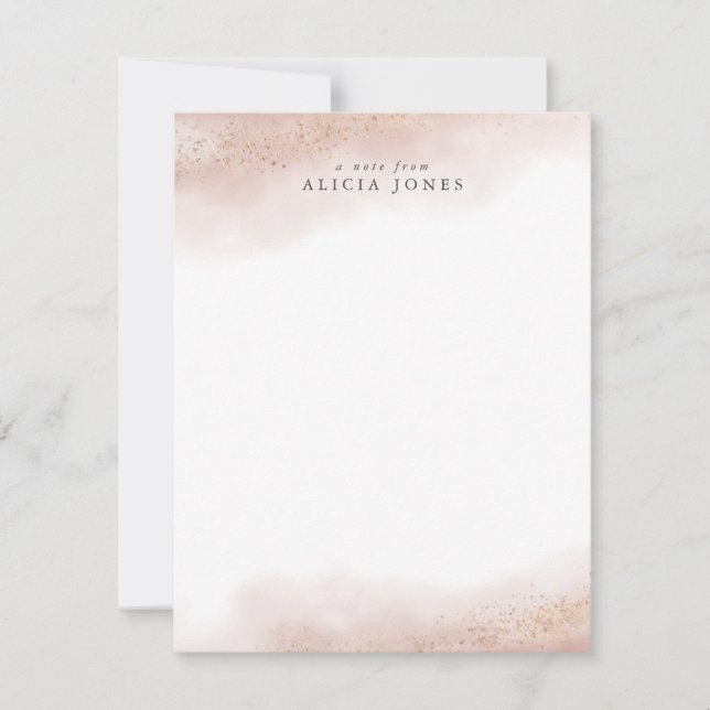 Elegant Pink Gold Cloud Personalized Card (Front)