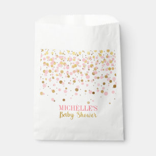 Elegant Pink Gold Glitter Confetti Baby Shower Favour Bag