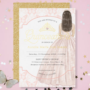 Elegant Pink Gold Glitter Quinceañera Birthday
