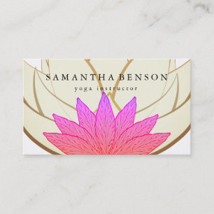 Elegant Pink & Gold Lotus Flower Logo Yoga Business Card