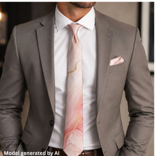 Elegant Pink Gold Marble Tie