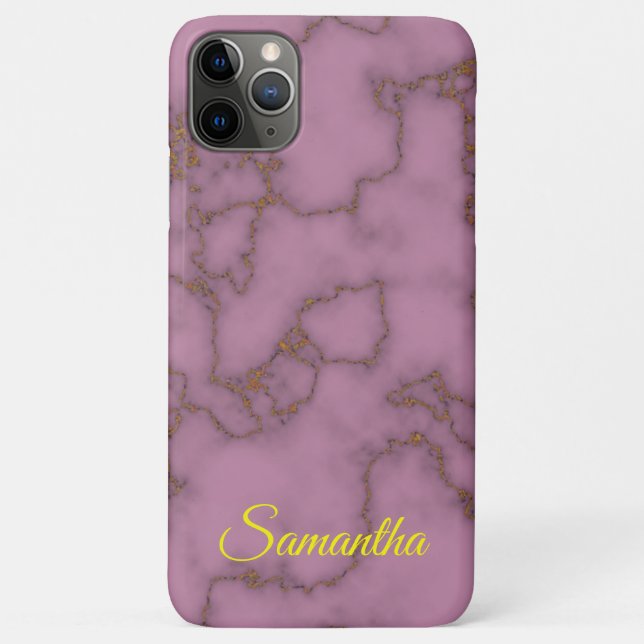 Elegant Pink & Gold Marble with Personalized Name Case-Mate iPhone Case (Back)