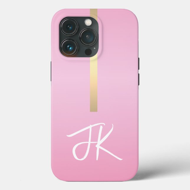 Elegant Pink Gold Metal Custom monogrammed Case-Mate iPhone Case (Back)
