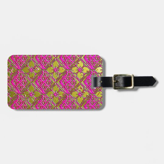 Elegant Pink & Gold Metallic Floral Bag Tag
