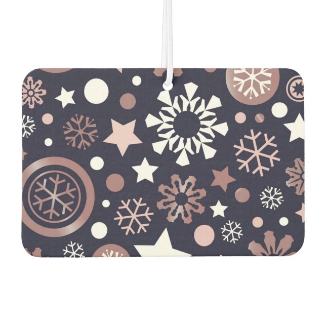 Elegant pink gold metallic winter snowflakes air freshener (Front)