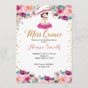 Elegant Pink Gold Mis Quince invitation
