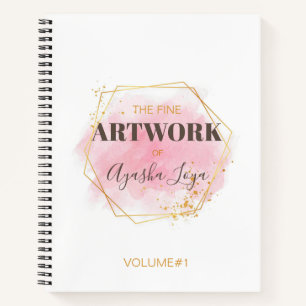 Elegant Pink Gold Personalized Artist Sketchbook  Notebook