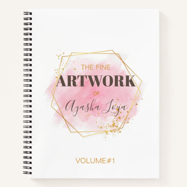 Elegant Pink Gold Personalized Artist Sketchbook  Notebook (Front)