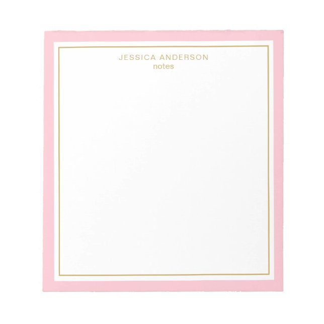Elegant Pink Gold Personalized Notepad (Front)