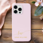 Elegant Pink Gold Script Initial Monogram  iPhone 16 Pro Max Case<br><div class="desc">Pink Gold Minimalist Modern Initial Monogram Phone Case. Create your own personalized iPhone Case with custom initials in script typography and custom name.</div>